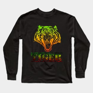 tiger:Reggae-style tiger stripe design Long Sleeve T-Shirt